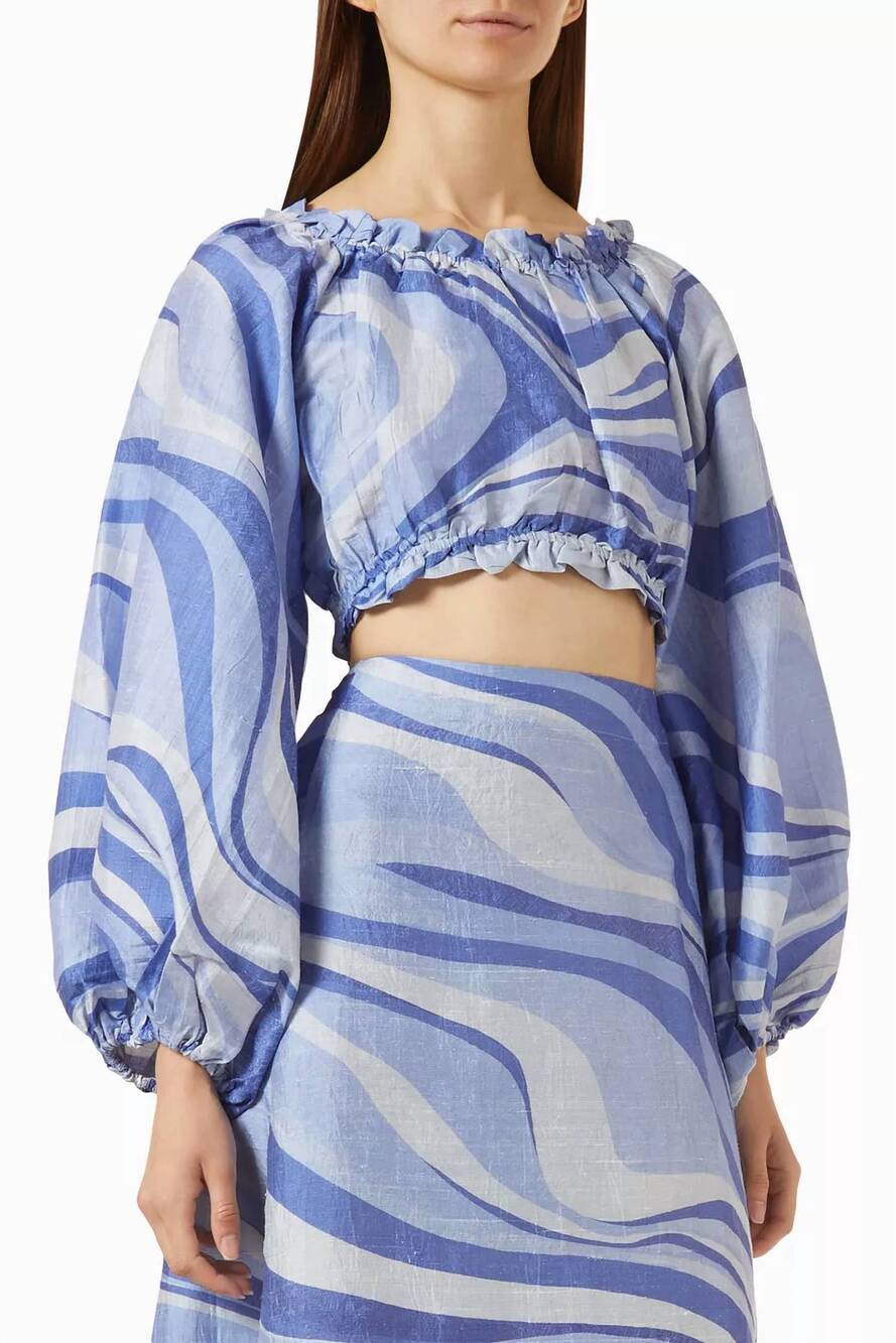 NEW CONIGLIO laurie crop top in sunrays blue